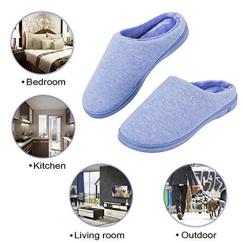 Image of DL Womens Memory Foam Slippers, Cozy Slip on House Slippers for Women Indoor Outdoor, Comfy Women's Bedroom Slippers Warm Soft Flannel Lining Home Slippers Size 5-12 Purple Blue Pink Grey Navy Black