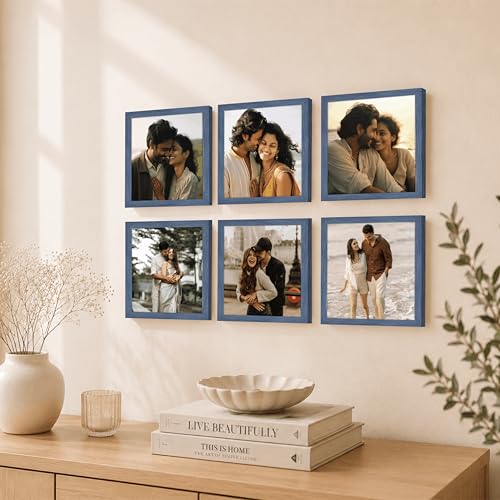 Image of Art Street Decorative Premium Set of 6 Individual Wall Photo Frame (5 inch X 5 inch Picture Size) - Gold