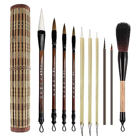 SEAMEW 10-Piece Chinese Calligraphy Brush Set Cover