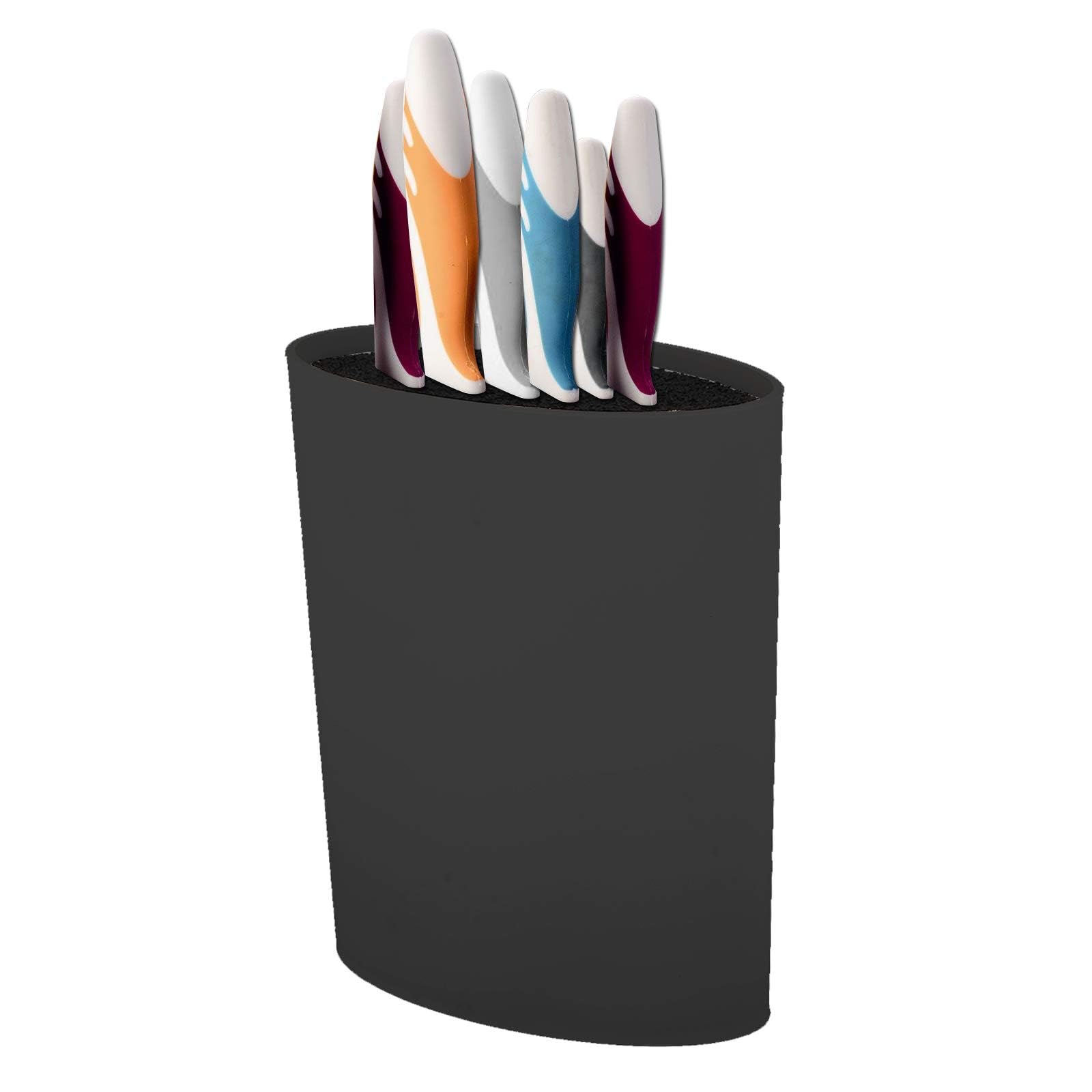 CROWNSHOP Fibre Knife Holder Knife Block Universal Oval-Shaped Knife Stand Knife Holder Without Knives for Ceramic Knives Steak Knives Vegetable Knives Up to 12 Knives