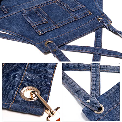 FYYYY Delantal Cocina, Delantal De Chef con Tiras Cruzadas En La Espalda para Hombres Y Mujeres, Delantal De Mezclilla para Pintar, Cocina, Cocina, Restaurante, Horneado,Strap b1,75x60cm - Imagen 6