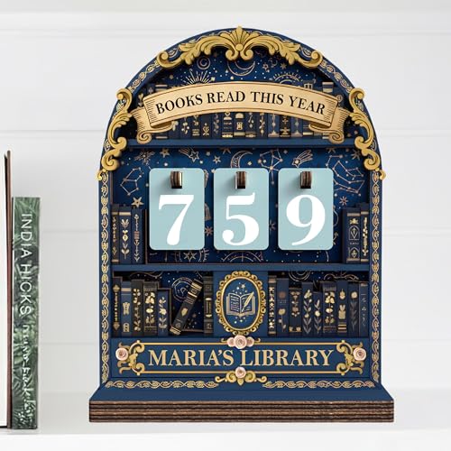 Image of Personalized Books Read Tracker, Books Read This Year Counter, Book Lover Gift for Teachers, Women, Librarians, Readers, Bookshelf Accessories for Wall & Table, Bookshelf Decor