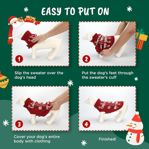 Nobleza Hundepullover Weihnachten, Rollkragenpullover für Katzen und Hunde, Hundepullover mit Lustigem Schneemann-Muster, Weich Weihnachts-Hundepullover für Katzen, Kleine Mittelgroße Hunde, L