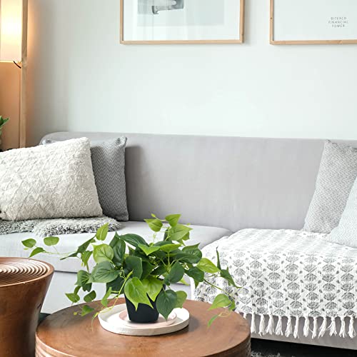 Loywree Artificial Plants In Pots, Faux Pothos Indoor Green Realistic Fake Plant For Home Office Garden Decoration - Black Pot #TOP5