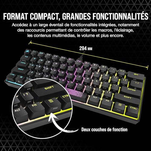 K65 RGB Mini 60% meccanica Gaming Keyboard - BE Azerty - MX Red - Tastiera gaming - Immagine 2