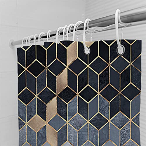 Rideau de douche géométrique marbre noir 120x200 cm en polyester