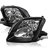 SPEC-D TUNING Black Bezel Headlights Compatible with 1997-2001 Honda Prelude L+R Pair Head Light Lamp Assembly