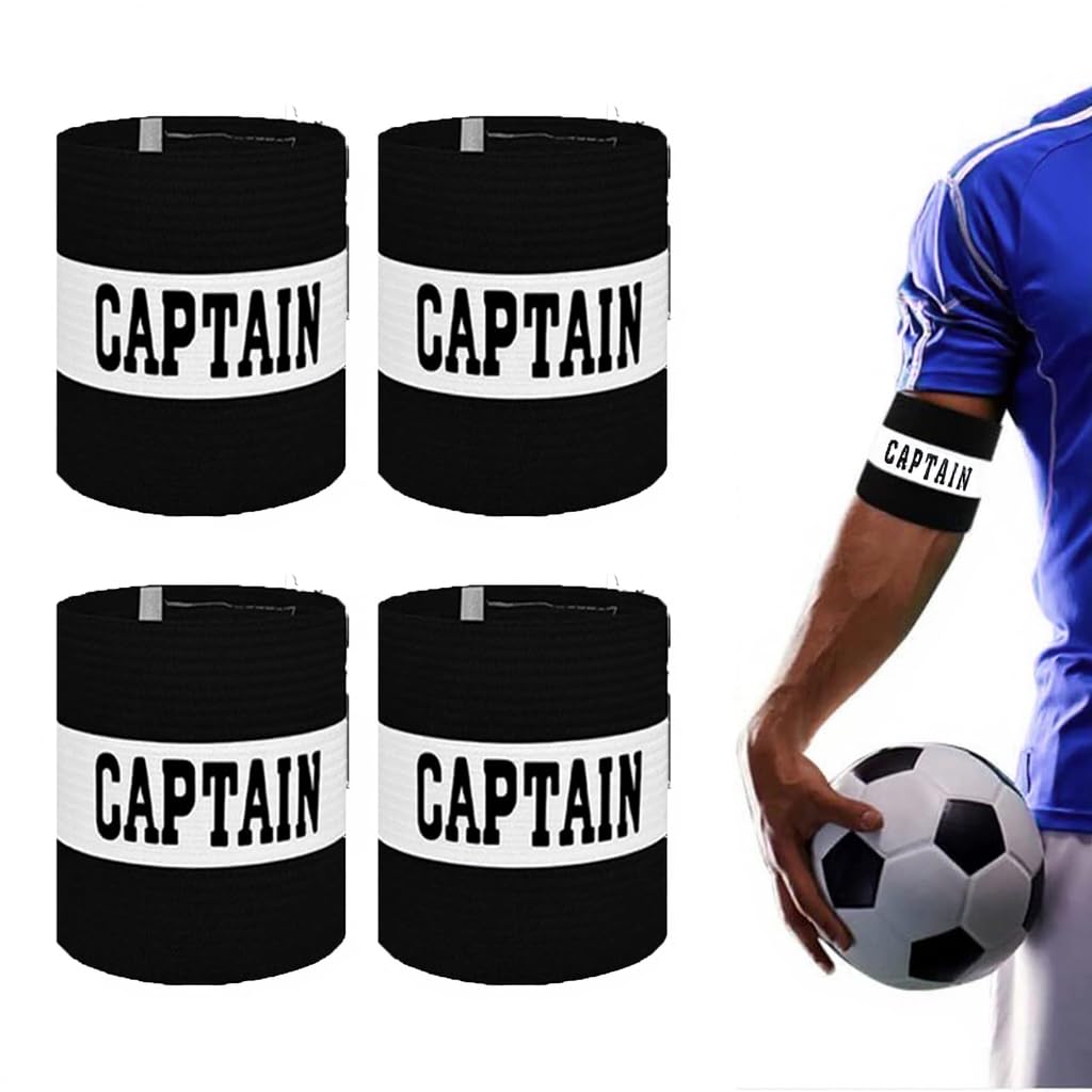 ENAESLOT 4 PCS Captains Armband，Adjustable Football Captain Armbands Multicolor Elastic，Sport Accessory for Football Rugby Basketball for Youth and Adults