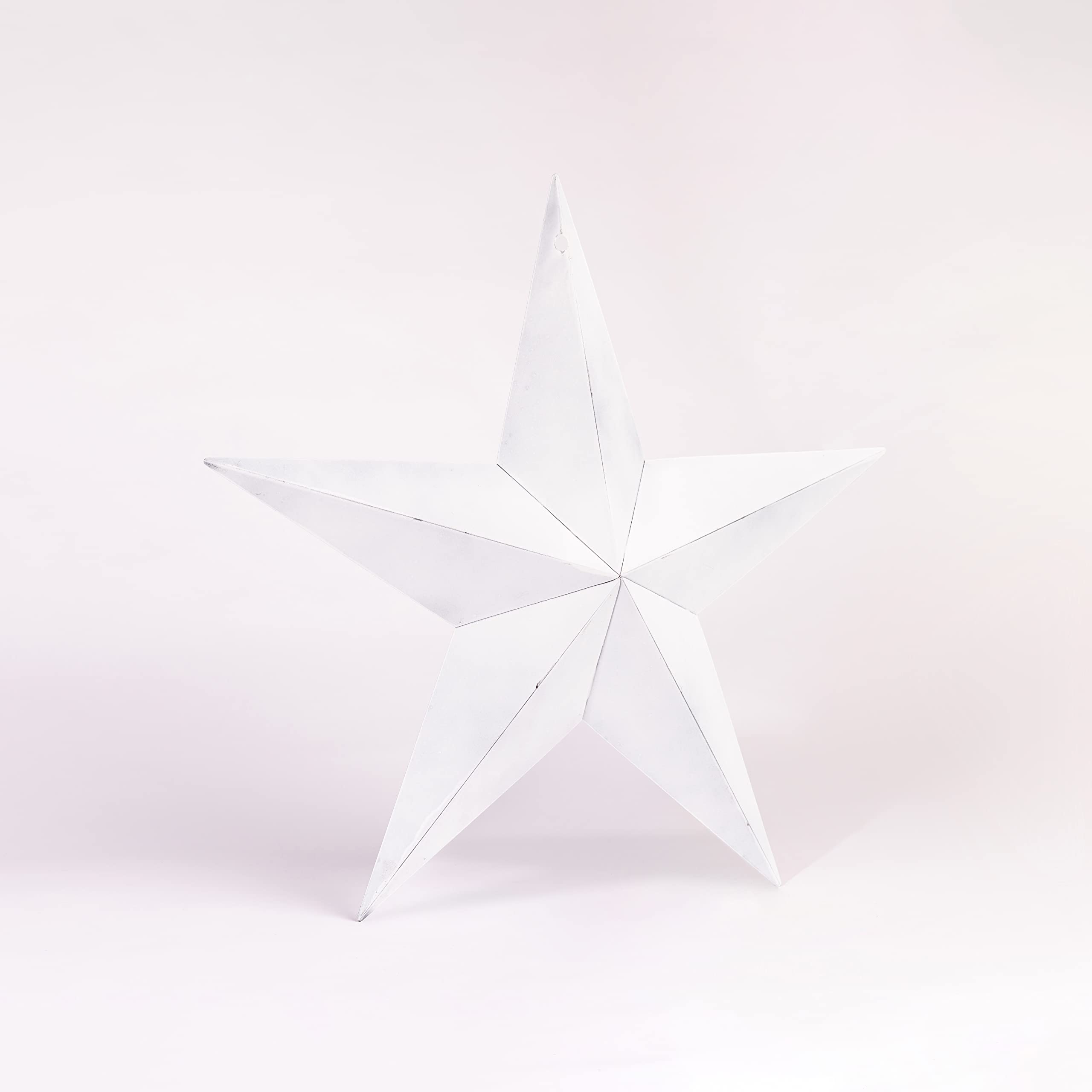 CWI Gifts Estrella de granero de metal - Estrella colgante galvanizada de 8 pulgadas - Decoración de pared de granja - Blanco