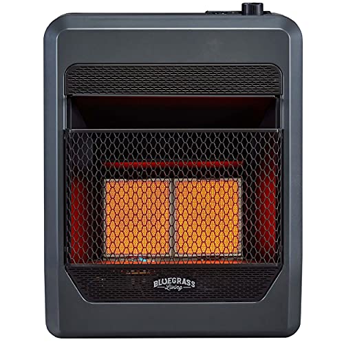 Bluegrass Living B18TPIR-BB Propane Vent Free Infrared Gas Space Heater with Blower and Base Feet-18,000, T-Stat Control, 20,000 BTU, Black