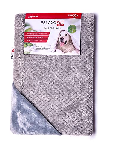 RelaxoPet® Cosy Kuscheldecke für Hunde – Multi-Plaid Komfortdecke für entspannte Ruheplätze | Pflegeleicht & Fellfreundlich. Perfekt für Körbchen, Sofa & Auto