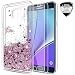 Galaxy Note 5 Case with HD Screen Protector for Girls Women,LeYi Cute Design Shiny Glitter Moving Quicksand Liquid Clear TPU Protective Phone Case Cover for Samsung Galaxy Note 5 ZX Rose Gold