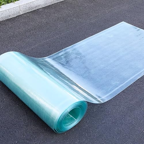 Rotolo Pannelli Plexiglass Antipioggia, 1mm Lastra Policarbonato Trasparente, Coperture per Tettoie Esterno in Policarbonato per Pensiline Serra Tetto(80x500cm)