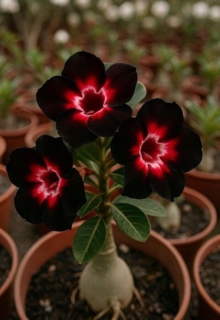 Rare Adenium Red & Black flower plant for home office Balcony garden decorative live Flowering plant (pack of 1) NDN-T3-image-35