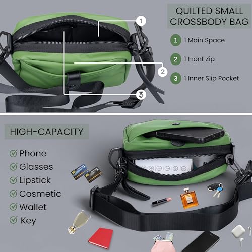 Image of TS WITH TECHSUN Quilted Small Crossbody Bag for Women, Waterproof PU Leather Sling Bag with Adjustable Strap, Lightweight Travel Shoulder, Purse for Phone, Wallet, Keys, Makeup