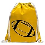 Kiwistar - Turnbeutel - gelb - Football - Fun Rucksack Sport Beutel Gymsack Baumwolle mit Ziehgurt