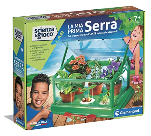 CONTENUTO DEL GIOCO: vasetti, serra trasparente assemblabile, torba, semi e tanti altri strumenti da vero botanico