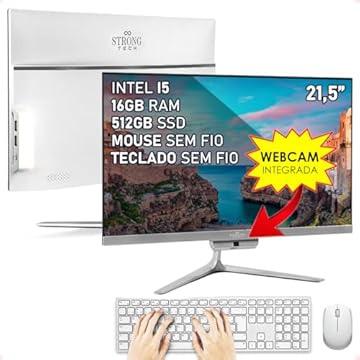 Computador Completo All In One Intel Core i5 21,5" Full HD 16GB SSD 512GB 4 Núcleos Super Turbo Hdmi Teclado e Mouse