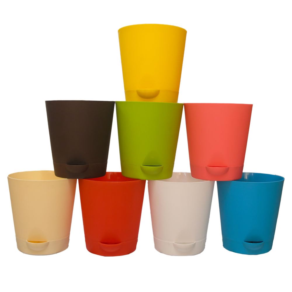 Indian Gardens - Colour Plastic Self Watering Pot for Home Garden | Plastic Plant Pot for Terrace Garden (Pack of 8) (B0CR6LVSQK) Amazon Price History, Amazon Price Tracker