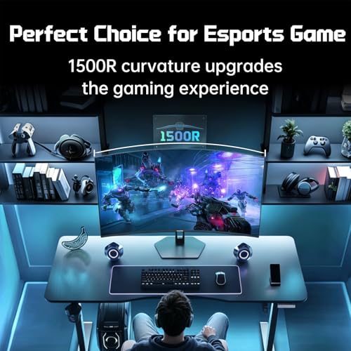 Image of Hikers 27 Inch Curved Gaming Monitor 280Hz 240Hz 1ms 2K WQHD 1440P Computer Gaming Monitor, HDMI 2.1x2 & DP 1.4x1 Fast VA 5000:1 Contrast, 134% sRGB 1500R VESA (G27H1Q Pro Includes One HDMI 2.1 Cable)