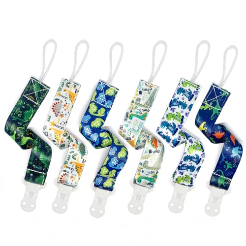 Image of PandaEar Baby Pacifier Clips, 6 Pack Universal Holder Leash for Boys and Girls, Teething Toys Teethers