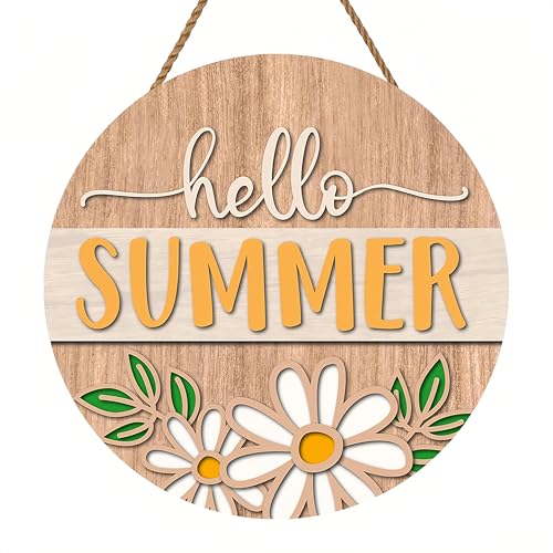 Hello Summer Welcome Door Sign Welcome Hello Summer Wooden Sign with...