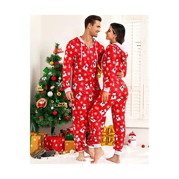 Meagilis Ensemble de pyjama de Noël assorti pour la famille, les vacances en famille, les vacances en famille, bonhomme de neige, taille XL, Bonhomme de neige rouge, XL 51SiIFspQYL. SS600