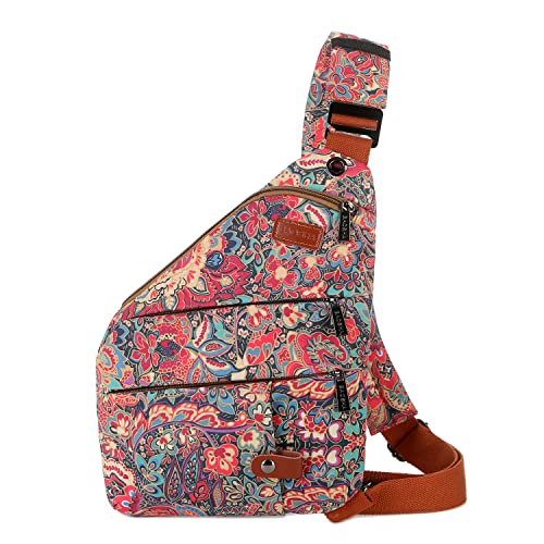 Women's Floral Small Sling Bag Anti Theft Travel purse Bag Crossbody Chest Shoulder Bag XB-16