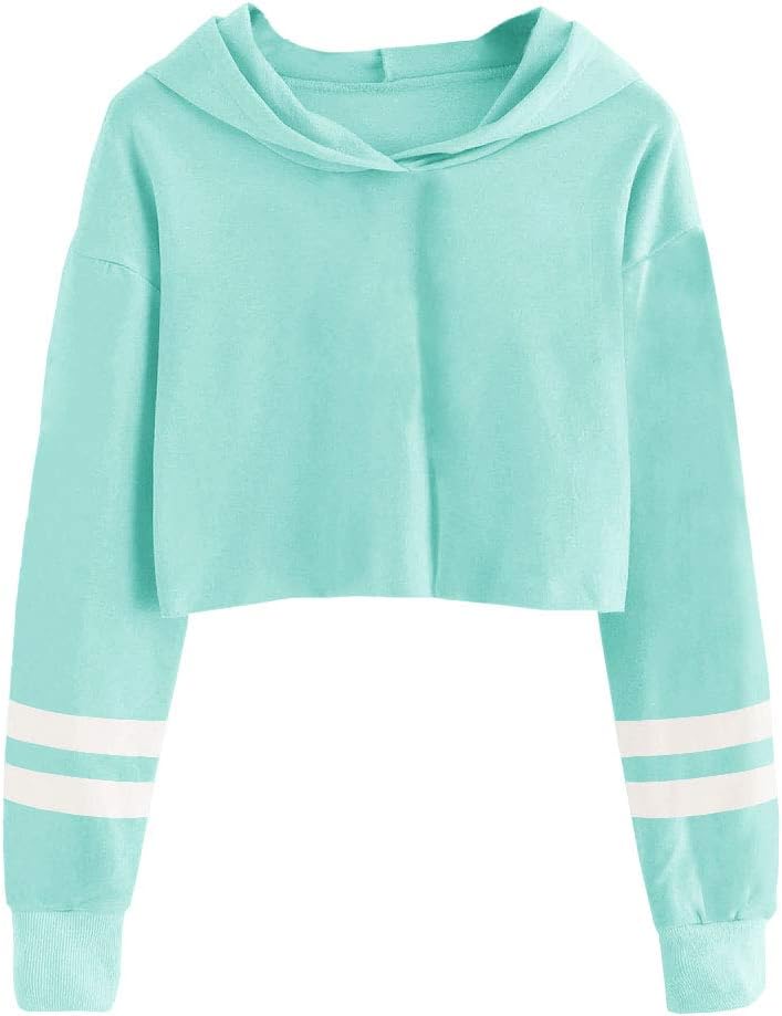 Imily Bela Kids Crop Tops Girls Striped Long Sleeve Fashion Hoodies Pullover Sweatshirts