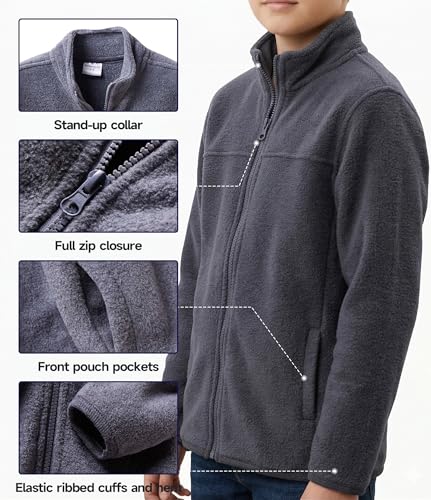 Image of Spring&Gege Youth Solid Full-Zip Polar Fleece Jacket for Children