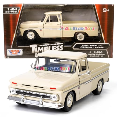 Image of New Motormax - 1966 Chevy C10 Fleetside Pickup Cream 1:24 - 73355AC ,#G14E6GE4R-GE 4-TEW6W239922