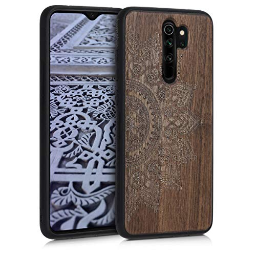 kwmobile Funda Compatible con Xiaomi Redmi Note 8 Pro - Funda de Madera de Nogal Sol Naciente marrón Oscuro
