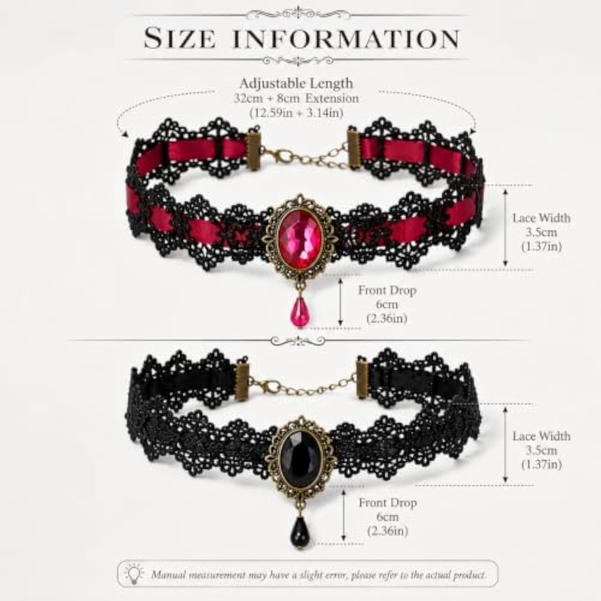 6-Pair Gothic Jewelry Set, Lace Choker Earring Kit