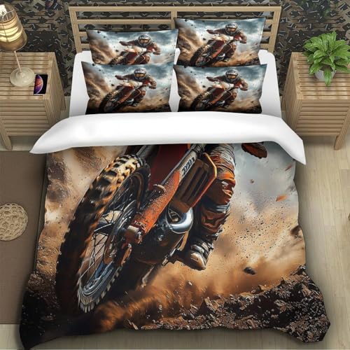 Housse de couette motocross 140x200 parure lit microfbre - 5