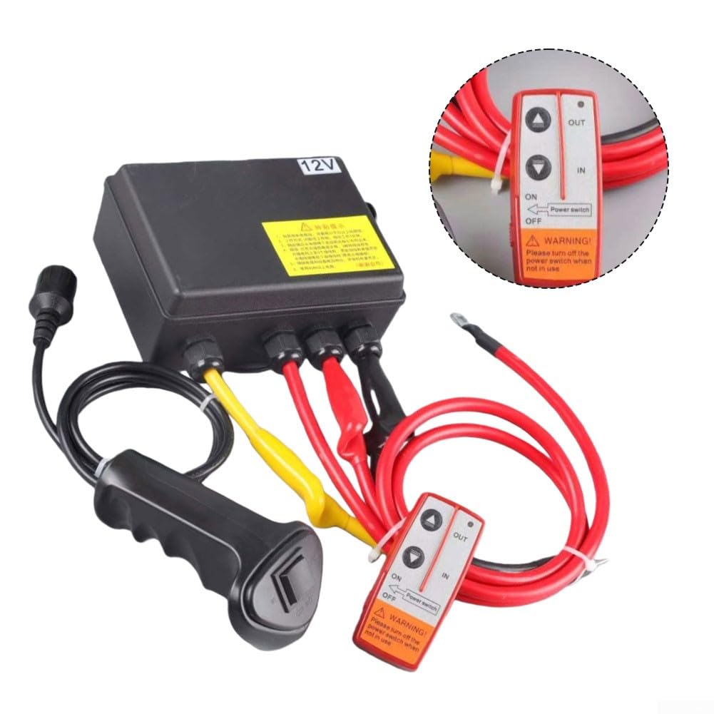 Boîtier de commande de treuil pour véhicule tout-terrain avec télécommande sans fil et relais pour systèmes de treuil de charge de 6 000 à 9 071,8 kg, conçu pour des conditions robustes (12 V)