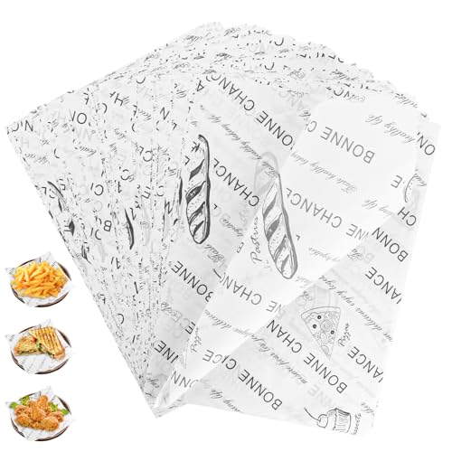 APACALI 500 hojas de papel de pan mantequilla, 26 x 36 cm, papel encerado para alimentos, papel de queso, papel de pan, resistente al agua y al aceite, hojas de papel deli, papel antiadherente para