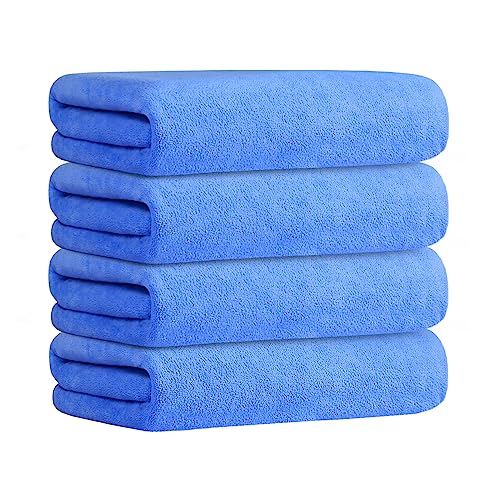 Image of JML Microfiber Bath Towels, 4 Pack, 30 inch x 60 inch, Blue