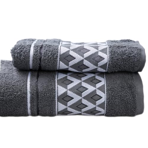 Luxury Bath Towels Set of 2 - 100% Turkish Cotton Premium Quick Dry Quality Large and Small Towels for Bathroom - Soft and Highly Absorbent Turkish Towels by Mix Cotton Home (Grey) - Image 6