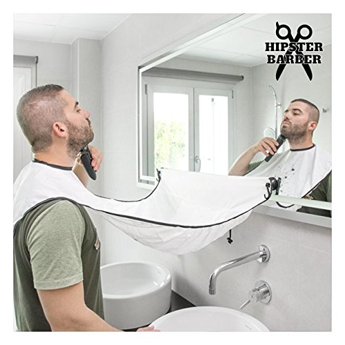 Hasendad Beard Bib - Barbero recogebarba con ventosas, color blanco