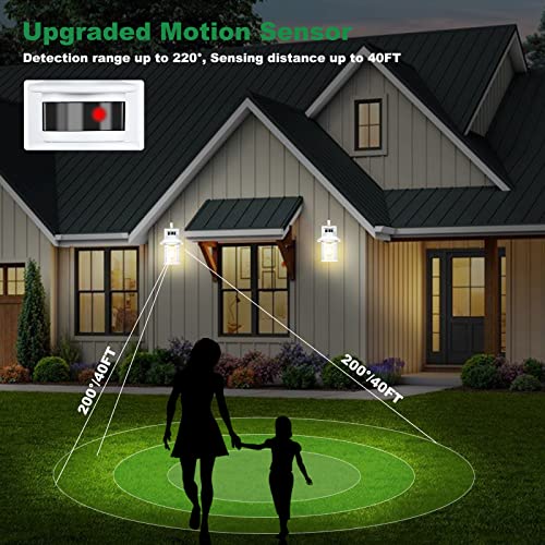 2 Pack Motion Sensor Led Outdoor Wall Lights, Dusk To Dawn Exterior Wall Lanterns, Matte White Front Porch Lights, Waterproof Wall Mount Light, Anti Rust Wall Lantern With Seed Glass E26 Base #TOP4