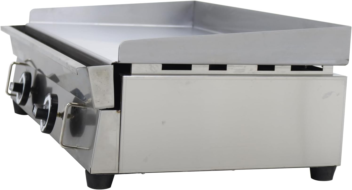 Commercial Stainless Steel Natural Gas Griddle Grill, 28.9" x 16.1" Flat Top Countertop Griddle for Steak, Pancakes & Teppanyaki, 2000Pa, Home & Outdoor Use