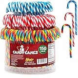 Picture of Christmas Candy Canes Tutti Frutti, Blue/White Peppermint, Red and White Cherry Mix Flavors - Bulk Candy Canes Individually Wrapped for Family Holiday Indulgement, Candy Cane Gift Set (150 Count)