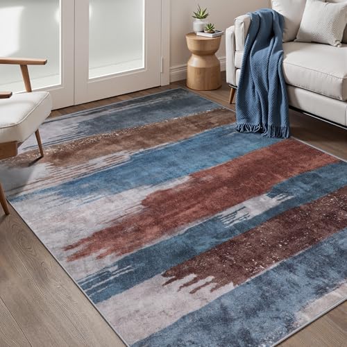 Ciicool 3x5 Rugs for Entryway, Modern Abstract Washable Soft Carpet Blue