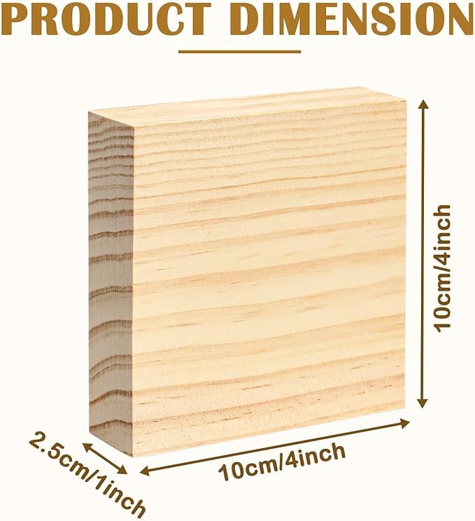 Unfinished Wood Blocks for Crafts, Pine Wood Board Wooden Square Blocks Craft Panels for Art and Crafts, Engraving, Painting, DIY Projects, Chip Carving Pack of 12 (4x4 Inch) - Image 2 thumbnail