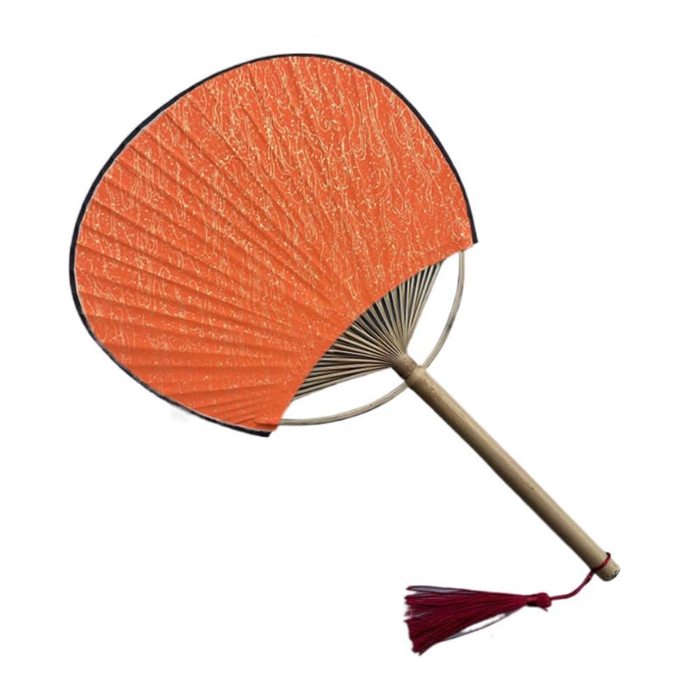 ZFPKXHVMG Bamboo Woven Fan, Blank Paper Fan With Tassels Bamboo Handle Chinese Style DIY(Color17)