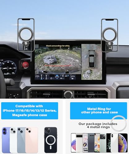 Image of Car Phone Holder for 2024-2026 Toyota Tacoma /2025 4Runner Accessories | 14 Inch Screen Clip-On MagSafe Strong Magnetic Cell Phone Mount, Dual Slots for Driver & Passenger,360 Rotatable Hands-Free