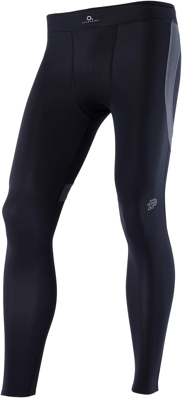 O. ZERO POINT Zeropoint Athletic Compression Tights Multi-Colour Mens (X-Large, Black/Dark Grey)
