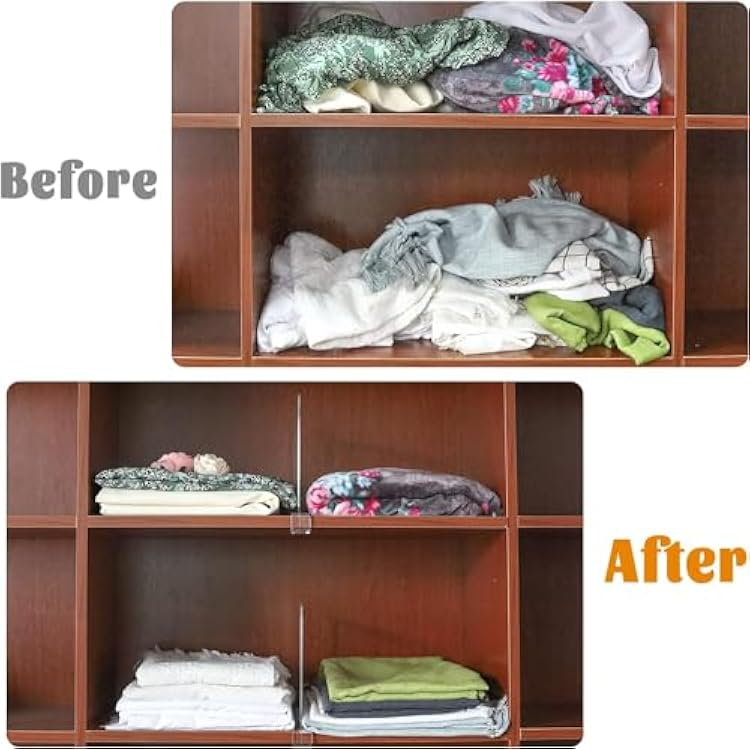 Acrylic Shelf Dividers for Closet Organization, Closet Shelf Organizer Closet Separator for Wood Shelves Clear Shelf Dividers for Closets (8 Pack)