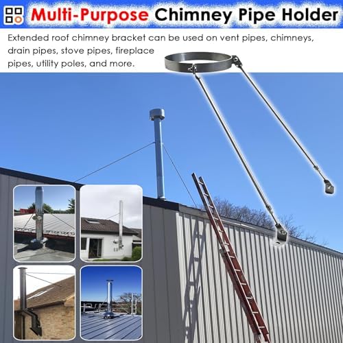 Wall Mount Chimney Pipe Support Kit, Adjustable Ventilation Tube Bracket for 6"-12" Flue, Ideal for Garage & Fireplace Drainage Systems, Durable Round Brace.