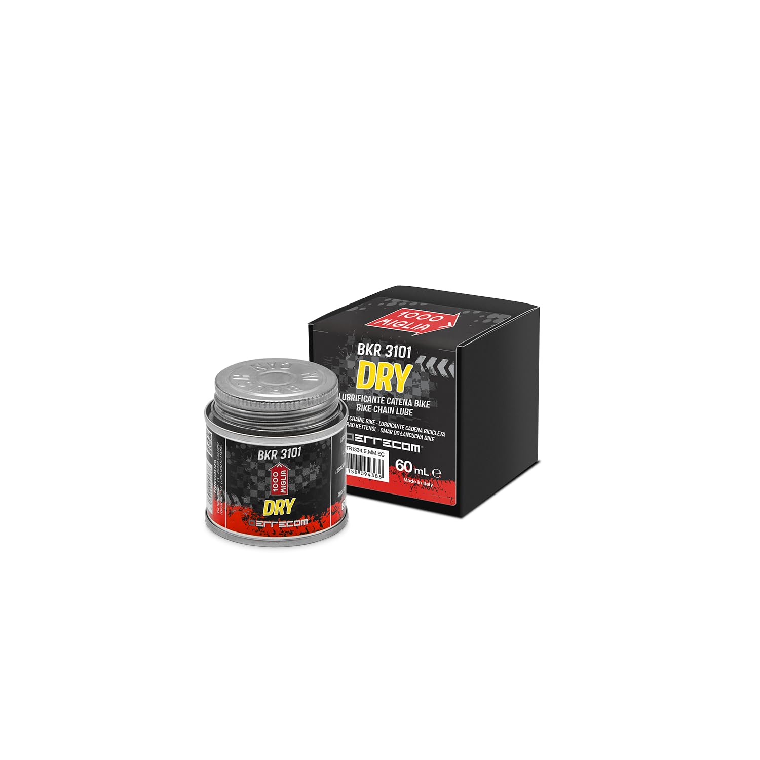 1000 Miglia BKR 3101 Smar do łańcucha Rowerowego DRY - 60 ml, suche warunki pogodowe, Pojemnik All-In-One, Pędzel w zestawie